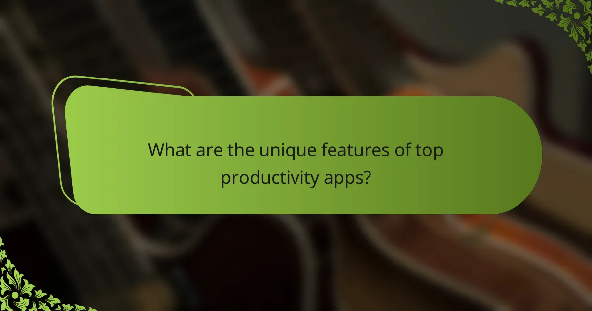 What are the unique features of top productivity apps?
